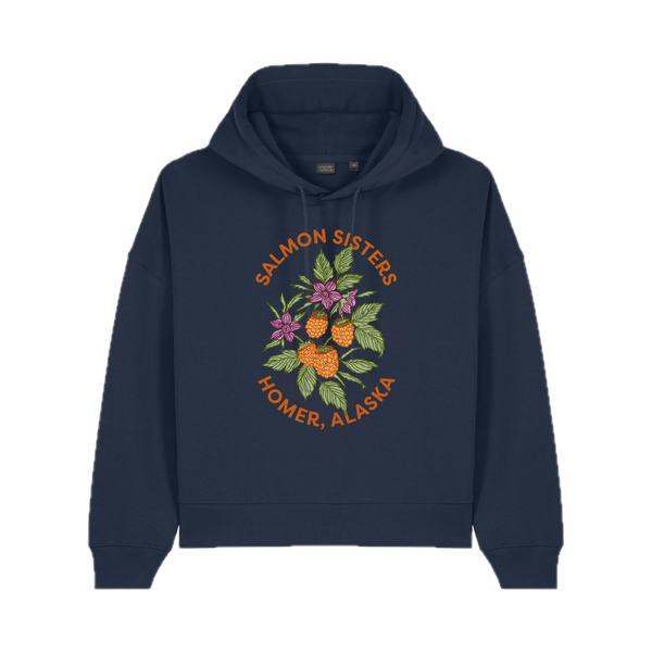 a*水様 SURE MANUFACTURING Alaska Hoodie 46 Salmonberry Women's Pullover Hoodie - Navy – Salmon Sisters
