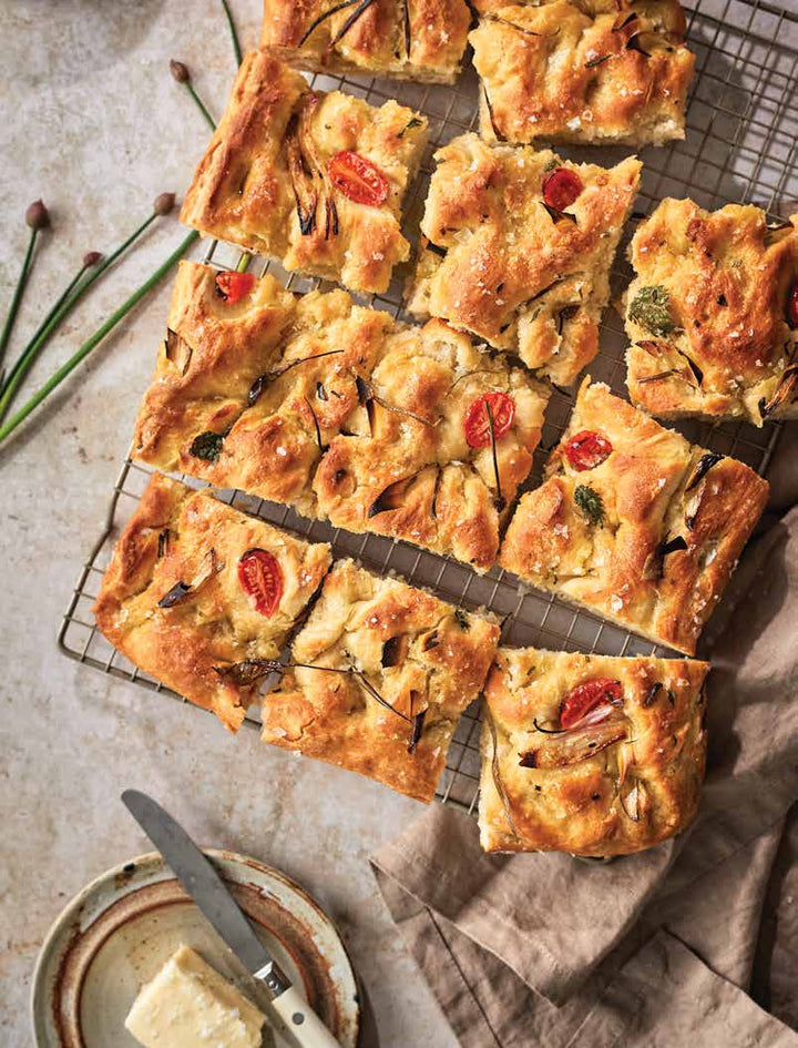 Spring Greens and Sea Salt Sourdough Focaccia