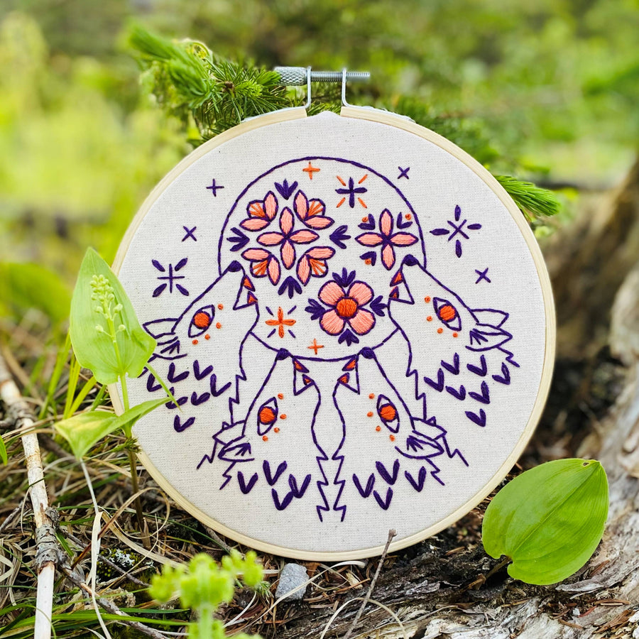 Hook, Line & Tinker - Folk Wolves Complete Embroidery Kit