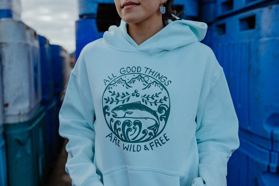 Wild & Free Pullover Hoodie - Seafoam