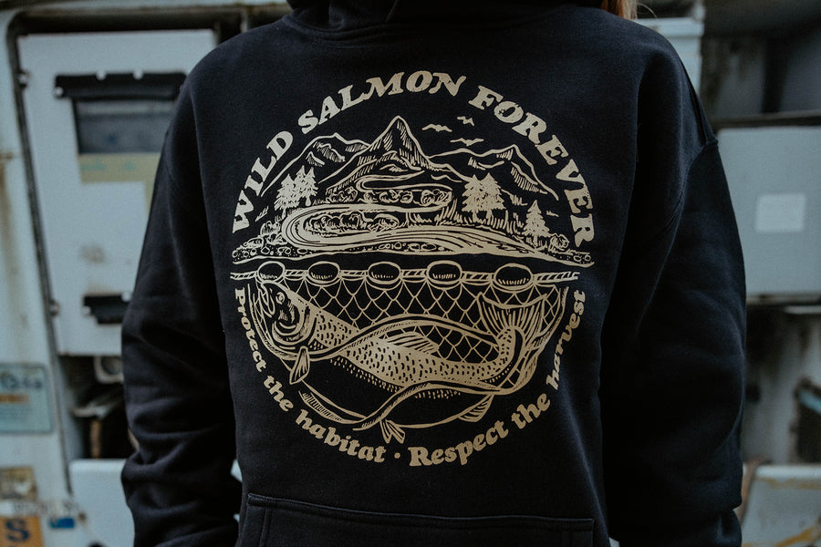 Wild Salmon Forever Hoodie - Black