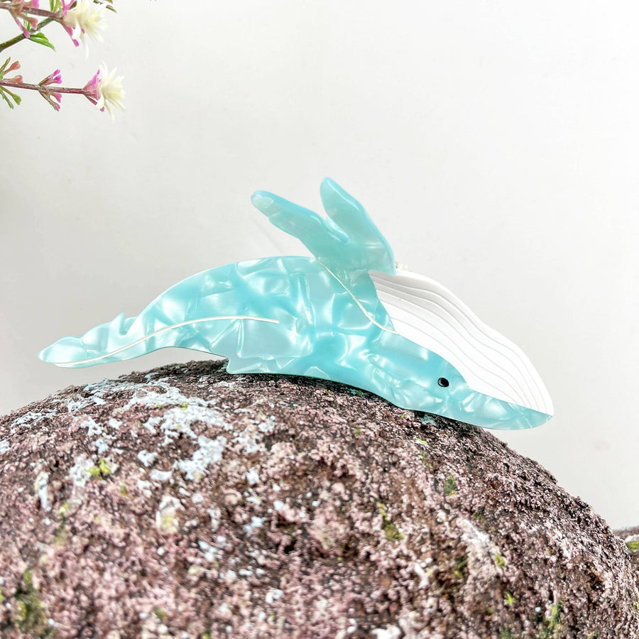 Humpback Whale Hair Claw Clip - Teal