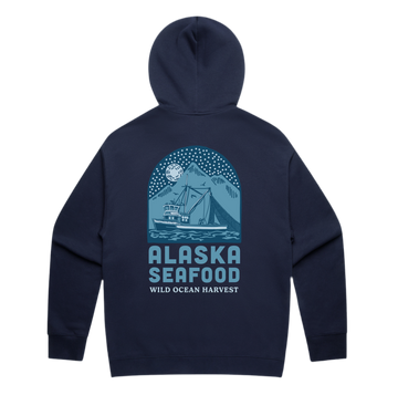 (Pre-order) Men's Alaska Seafood Zip Hoodie - Dark Navy