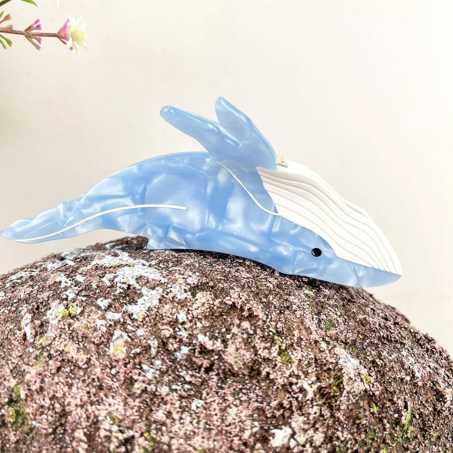 Humpback Whale Hair Claw Clip - Blue