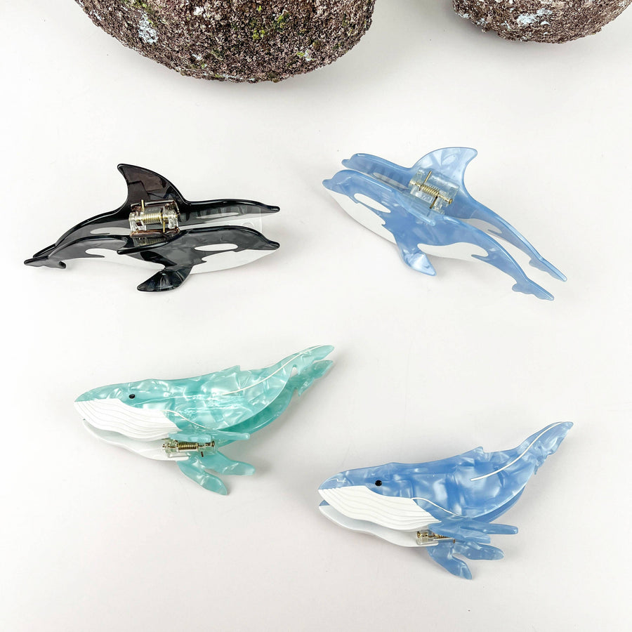 Humpback Whale Hair Claw Clip - Teal