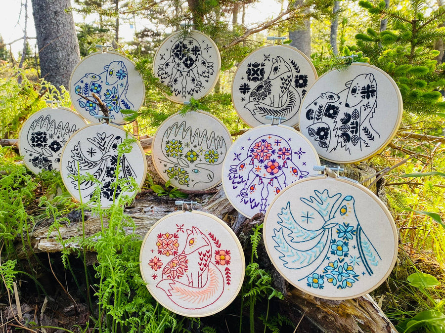Hook, Line & Tinker - Folk Wolves Complete Embroidery Kit