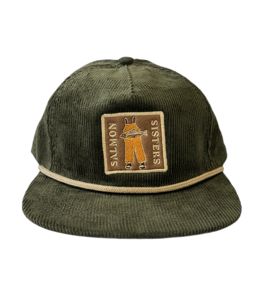 Corduroy Fishing Bibs Cap - Green