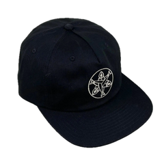 Iconic Emblem Leather Strapback Cap (Black)