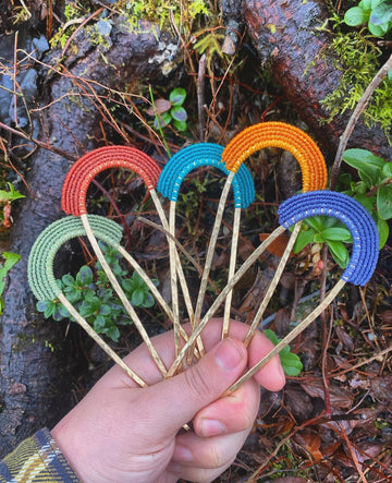 Woven in the Waves - Macrame Brass Hairpins