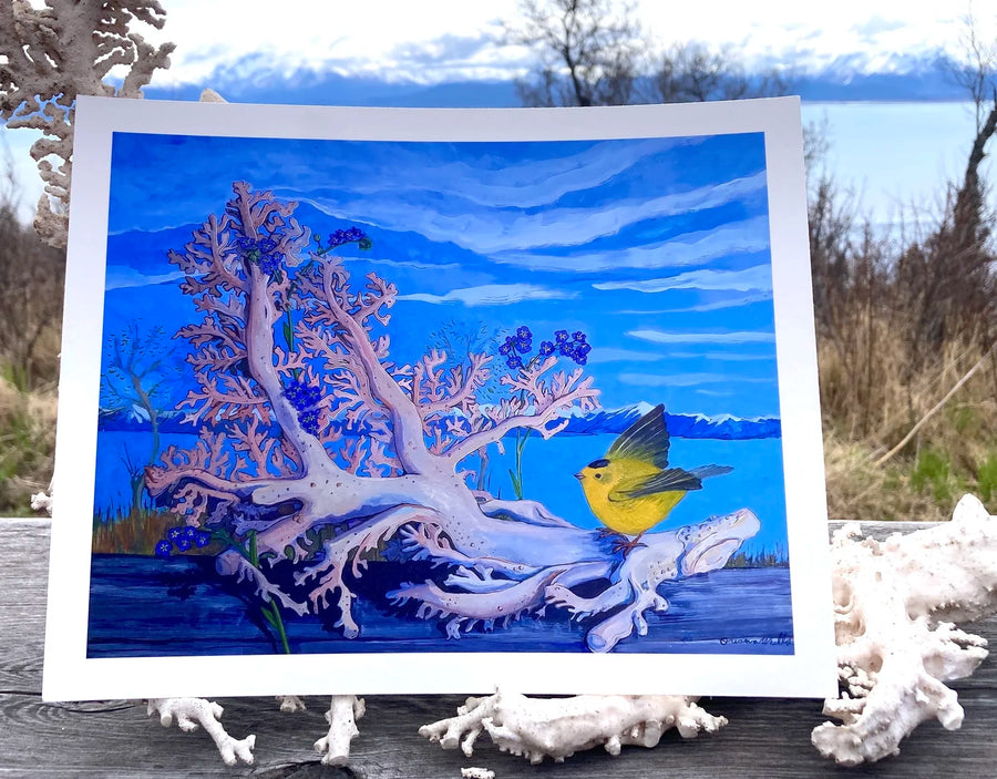 Oceana Wills - Warbler & Coral Print