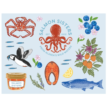 Salmon Sisters Sticker Sheet