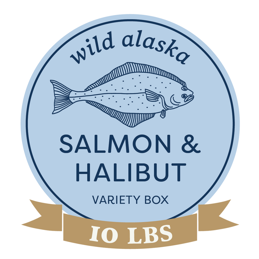 (Pre-order) Wild Alaska Sockeye Salmon & Halibut Box: 10 LB