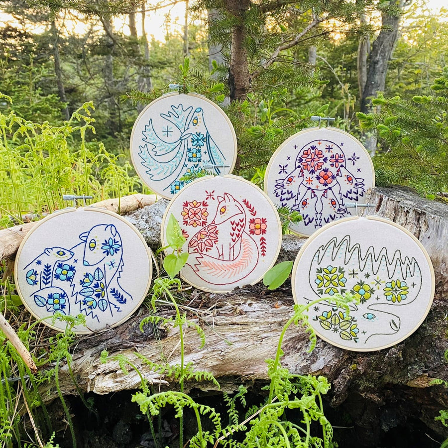 Hook, Line & Tinker - Folk Wolves Complete Embroidery Kit