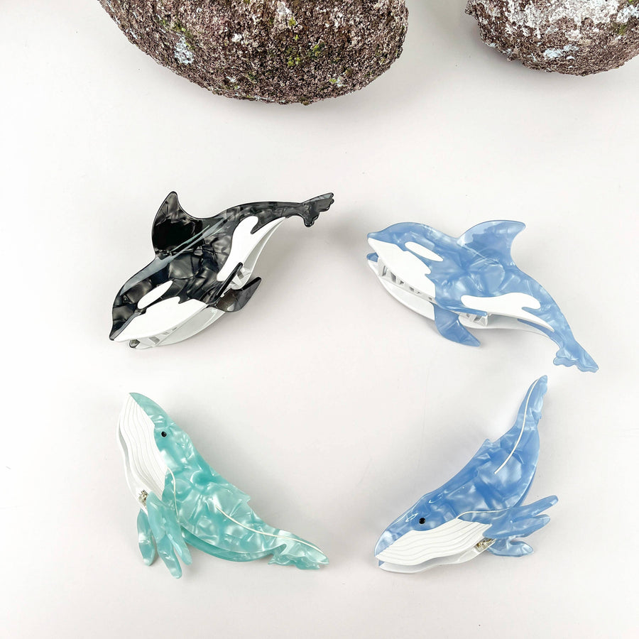 Humpback Whale Hair Claw Clip - Blue