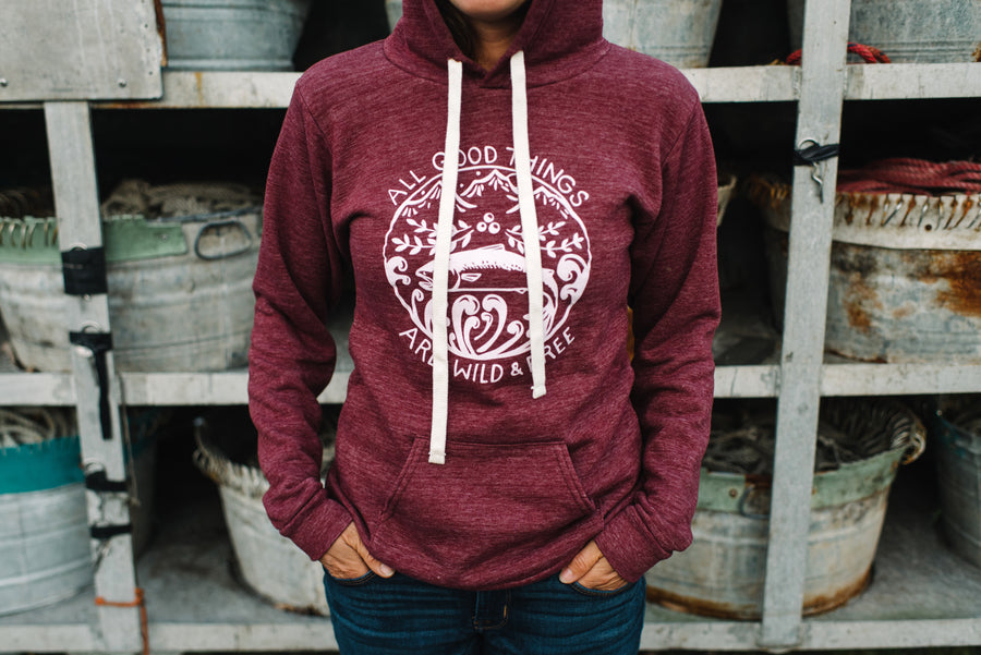 Wild & Free Pullover Hoodie - Berry