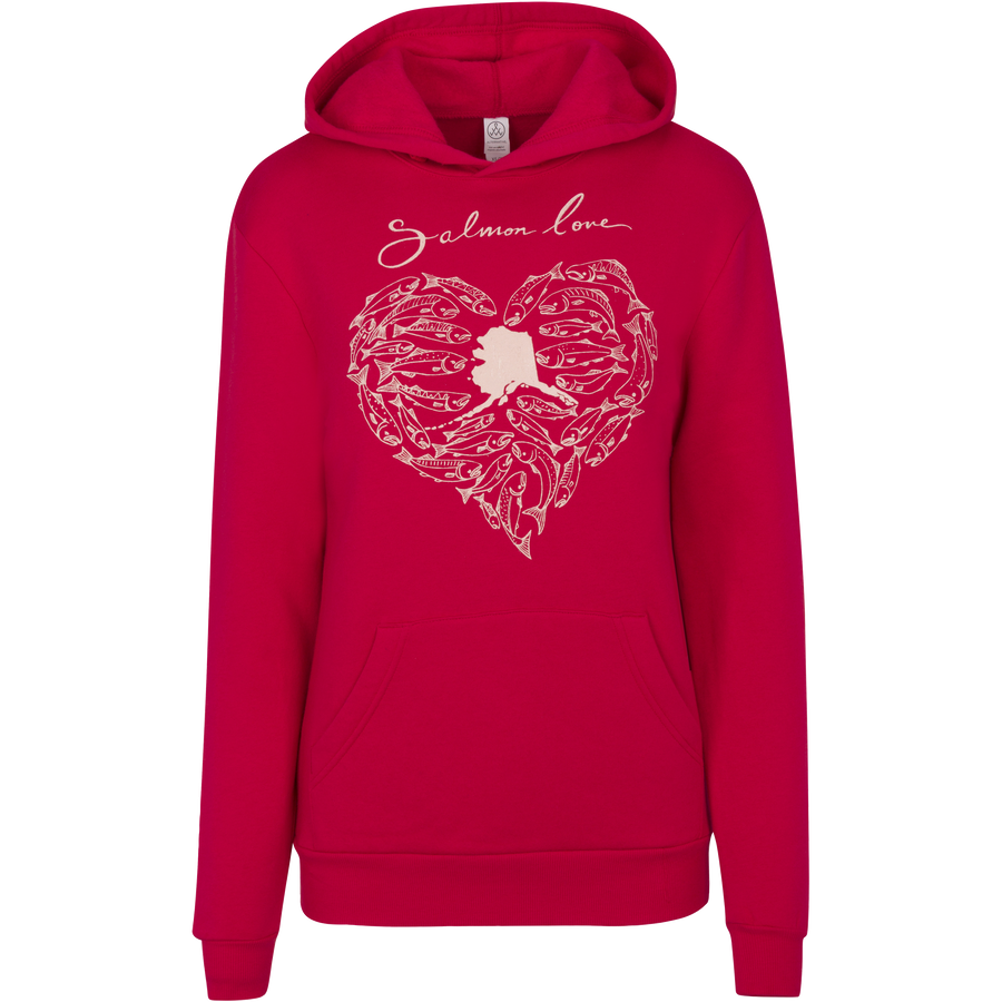 Salmon Love Pullover Hoodie - Red